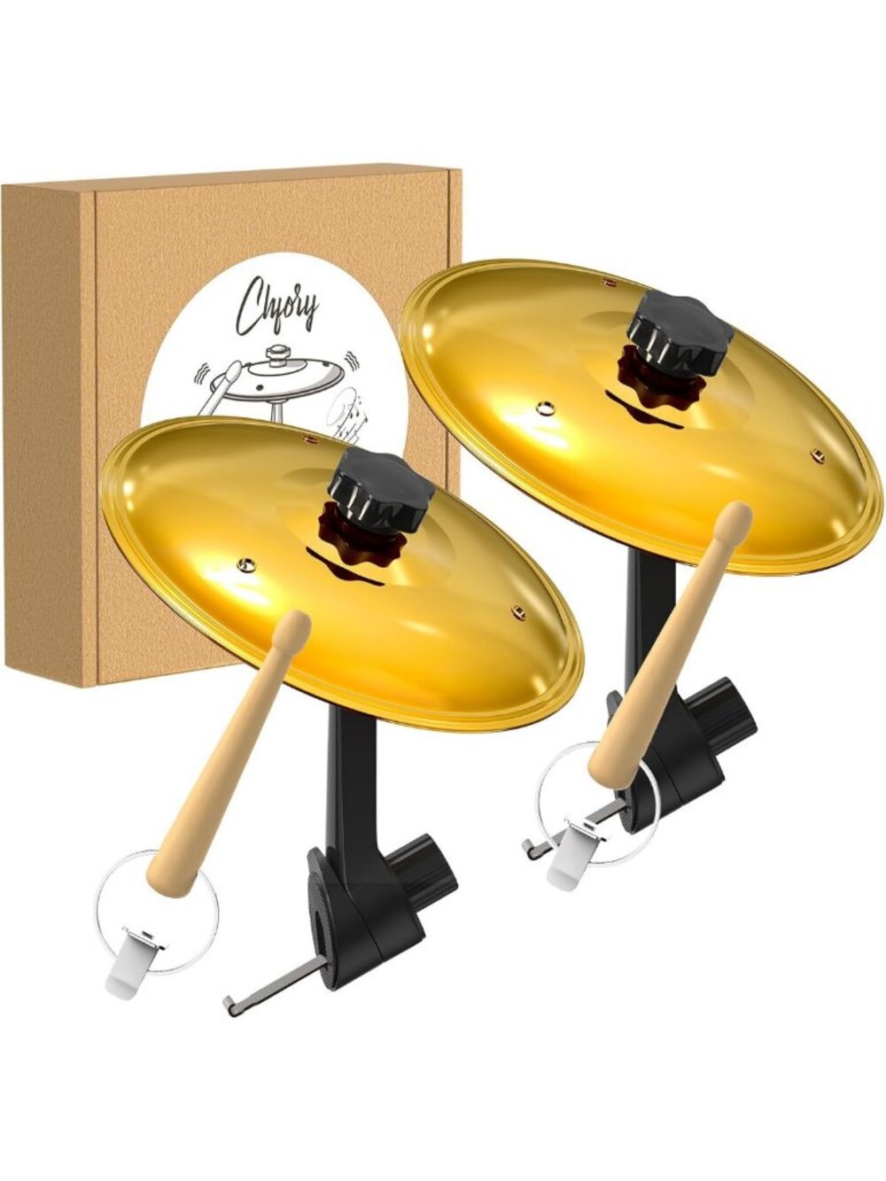 2 Pack Mini Drum Crash Cymbals with Sticks - Fun Car Air Vent Accessory for